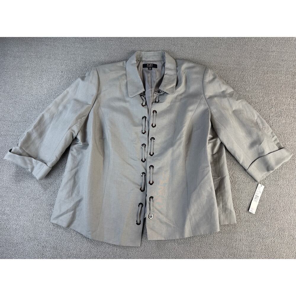 NWT Alex Marie Blazer Maizy Jacket Linen‎ Blend Career Business Gray Size 22W